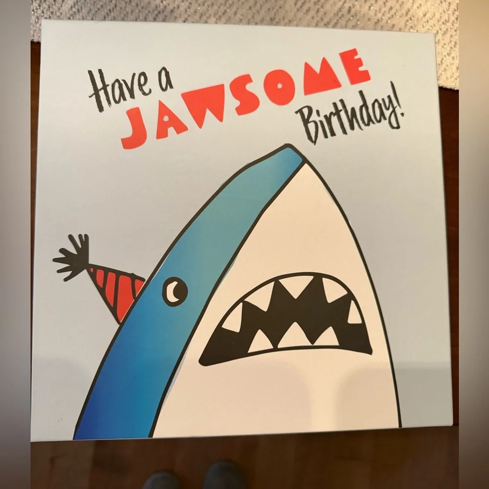 NEW! 🦈 Large Jawsome Birthday Shark Party Box Great for birthday gifts or decor